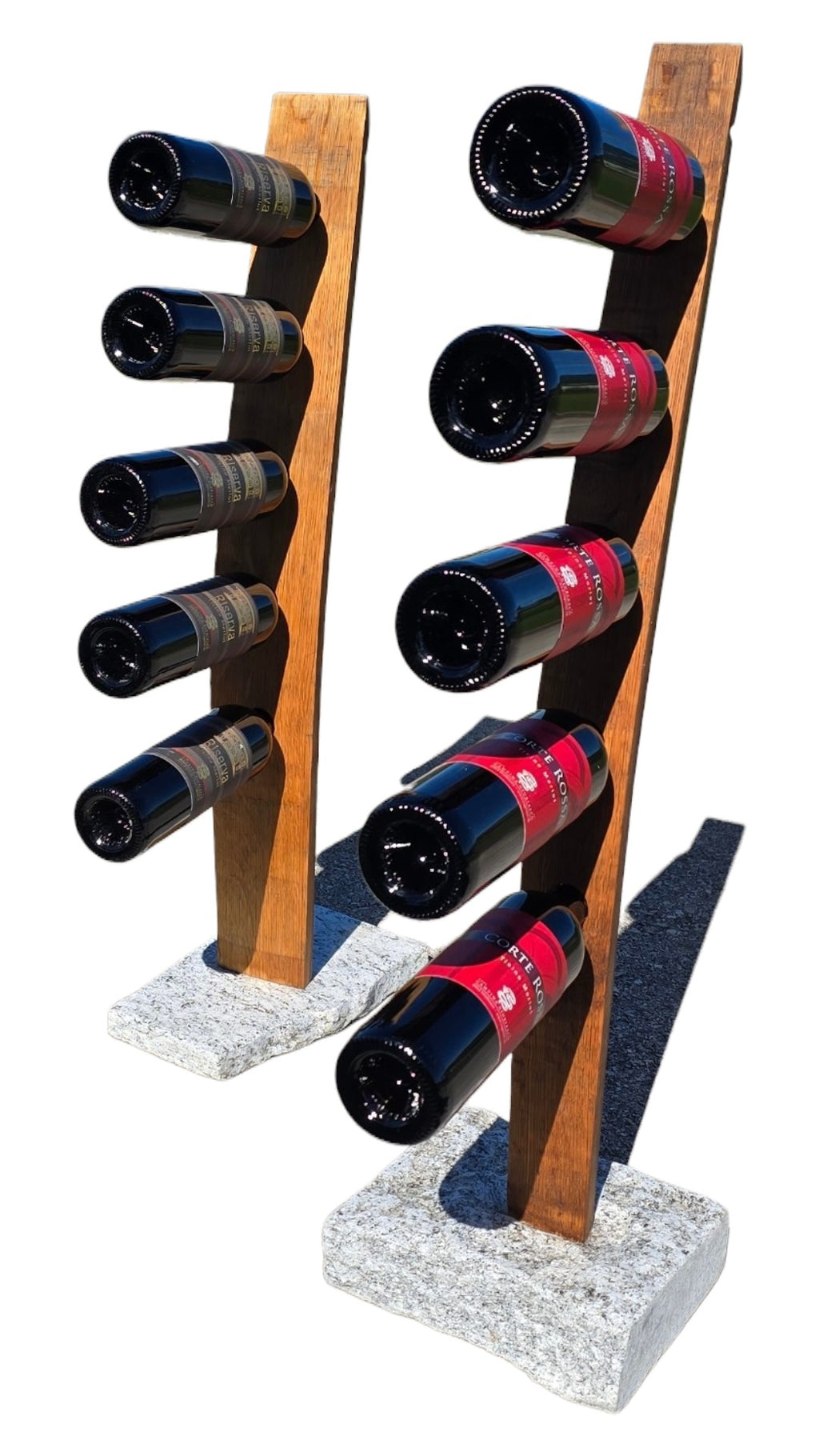 Portabottiglie artigianale in doga di Barrique e pietra